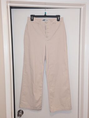 Old Navy Wide Leg Extra High Rise Pants - Cream In Size 6 Tall
